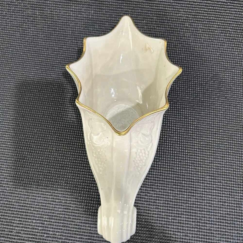 Vintage Lenox Fruits of Life Cornucopia Dish Ivory Gold Trim